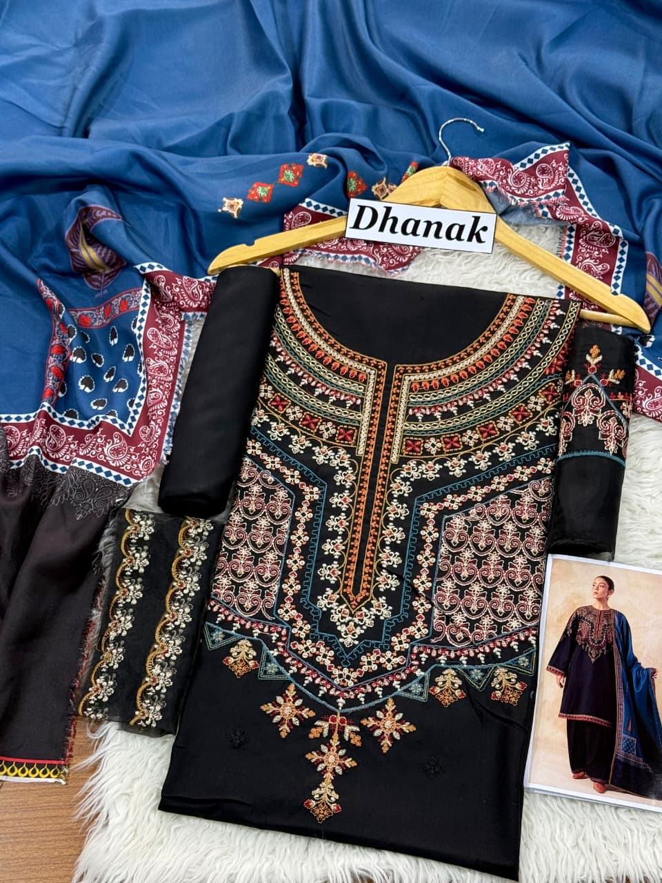 Luxury Dhanak Emb 3Pc D-03