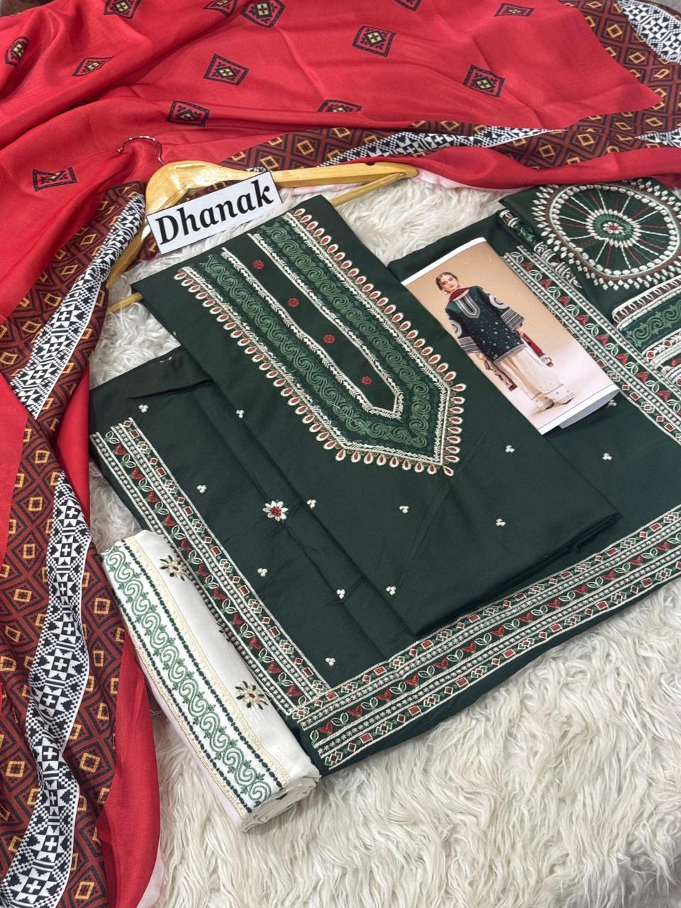 Luxury Dhanak Emb 3Pc