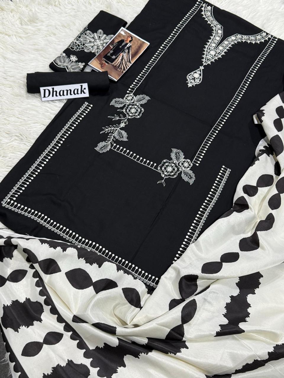 Luxury Dhanak Emb 3Pc