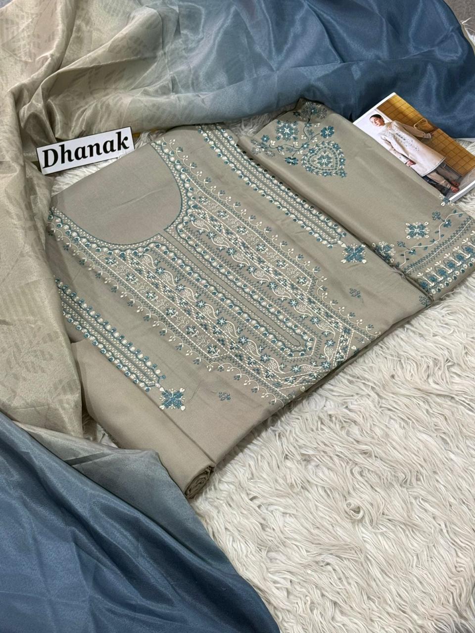 Luxury Dhanak Emb 3Pc