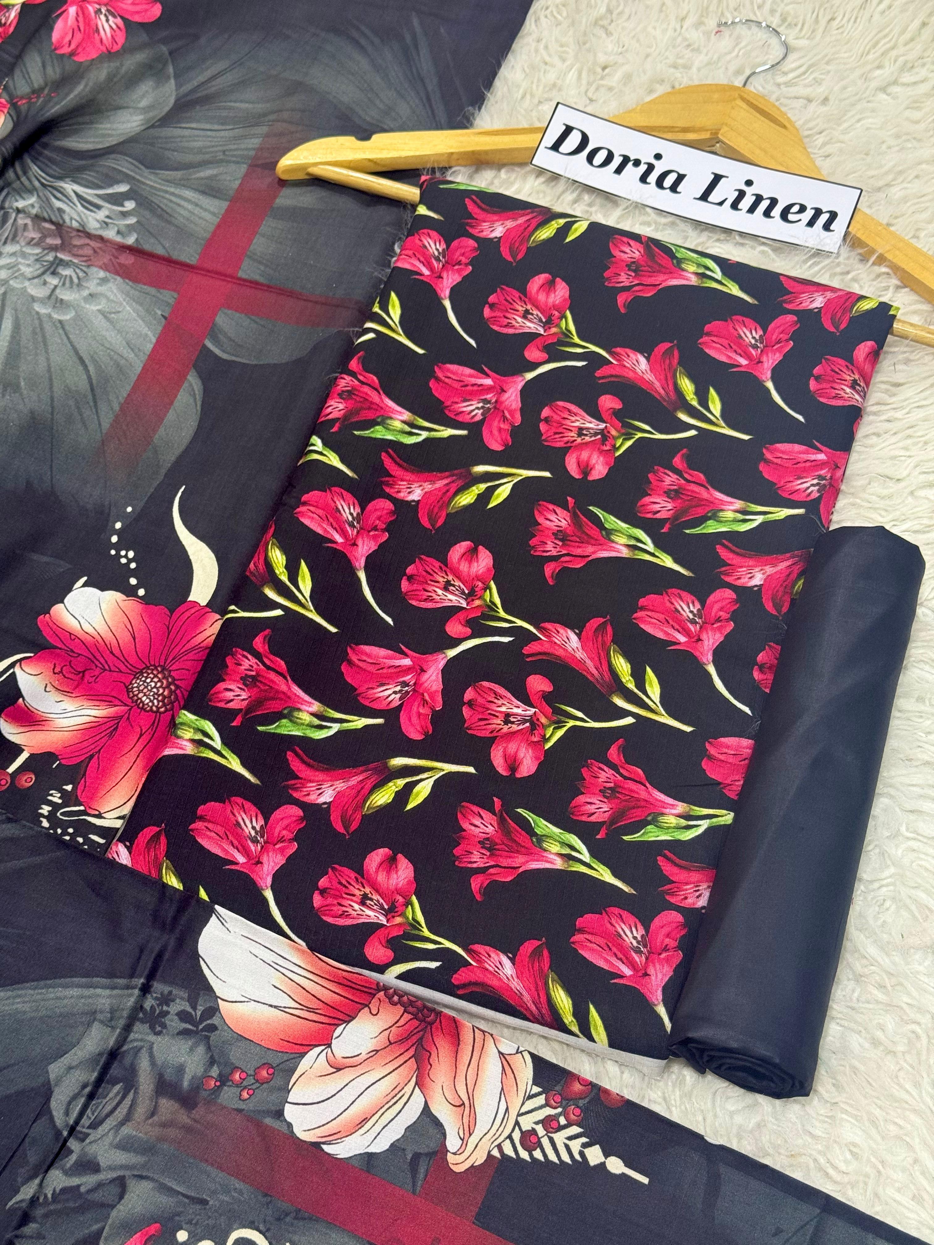 Doria Linen Printed 3pc D-20