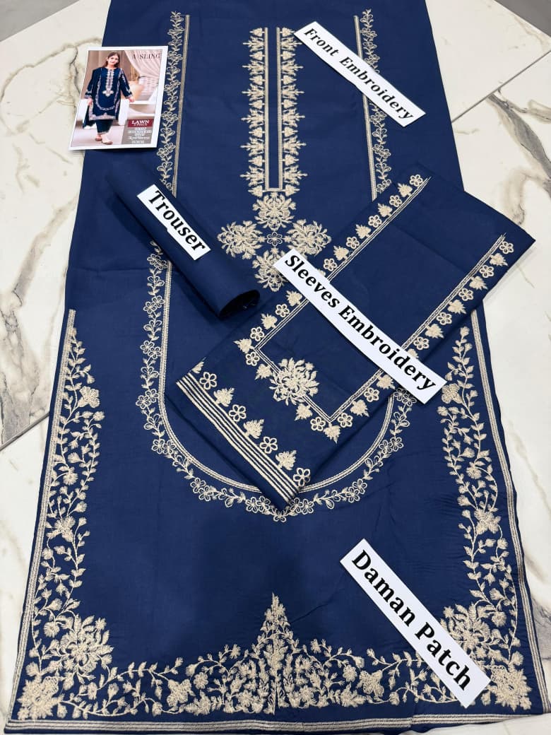 Lawn Luxury Emb 2pc - Blue