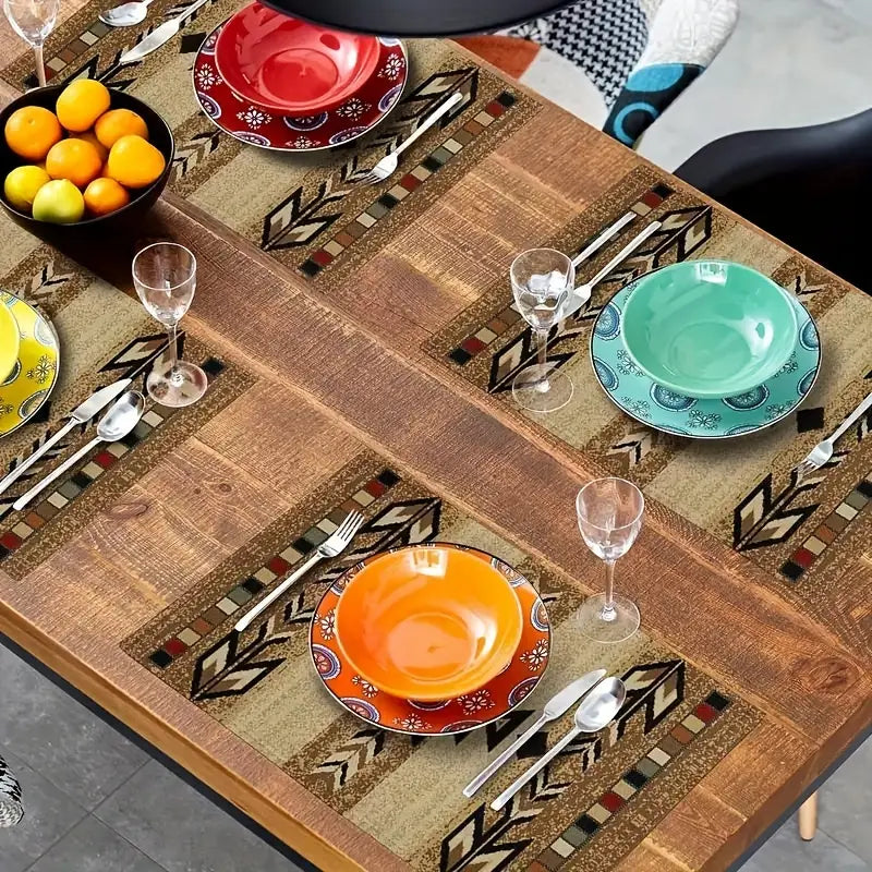 Bohemian Geometric Vintage Table Runner With Mates