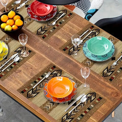 Bohemian Geometric Vintage Table Runner With Mates