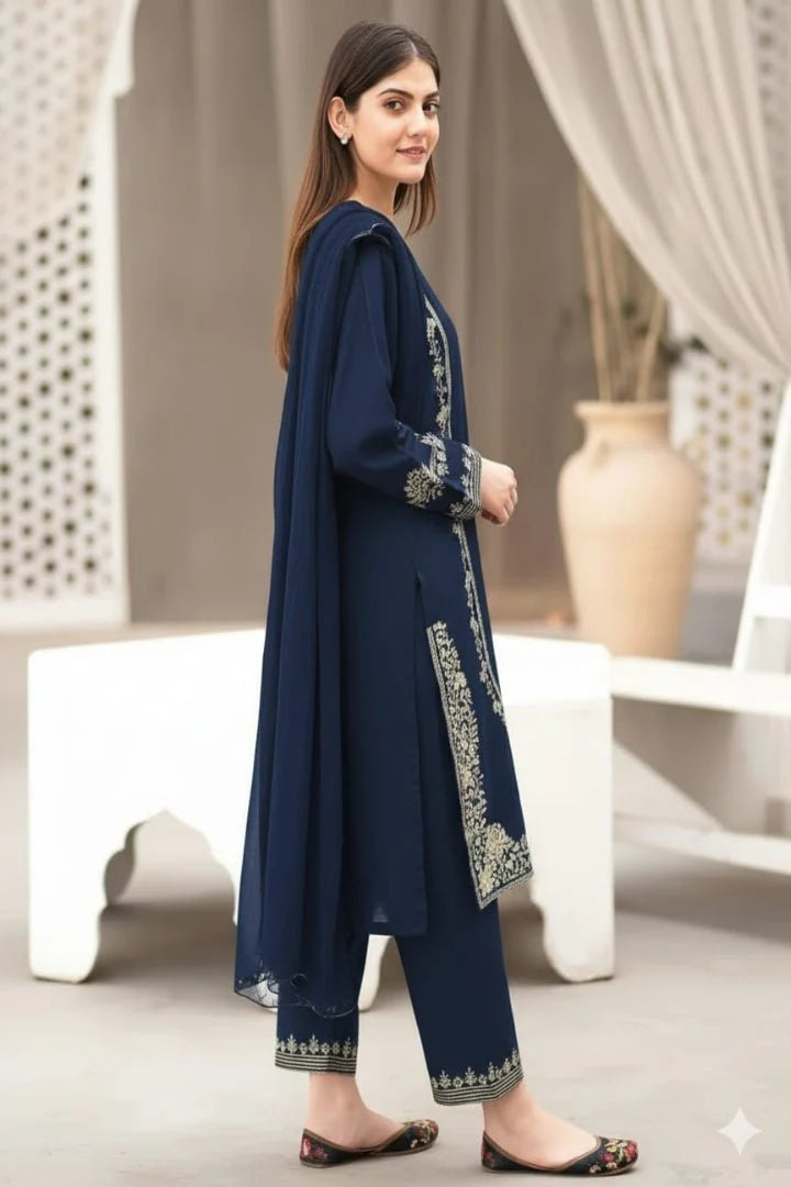 Lawn Luxury Emb 2pc - Blue