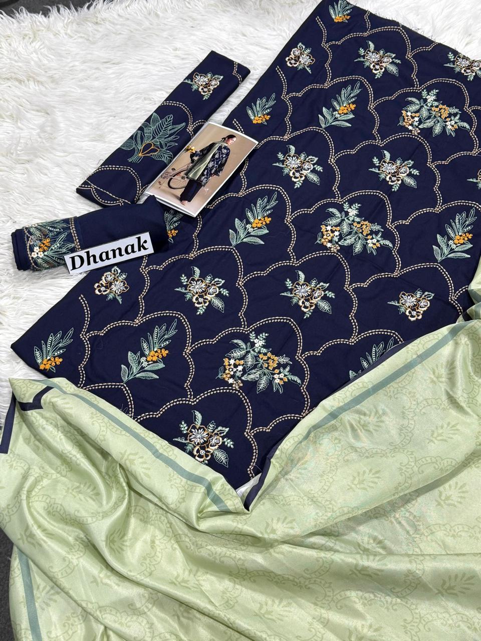 Luxury Dhanak Emb 3Pc