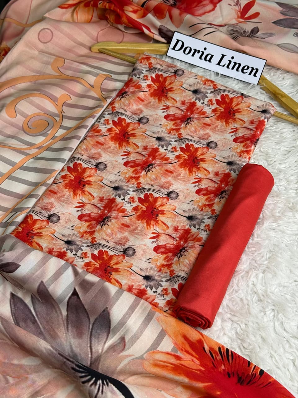 Doria Linen Printed 3pc D-03