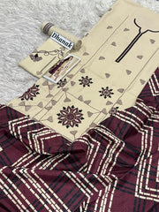 Luxury Dhanak Emb 3Pc