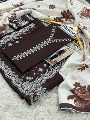 Luxury Dhanak Emb 3Pc