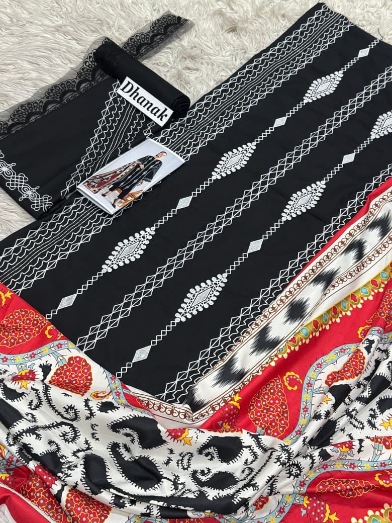 Luxury Dhanak Emb 3Pc