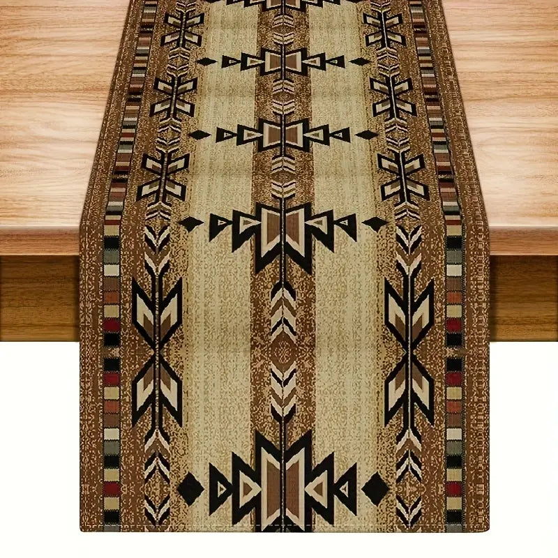 Bohemian Geometric Vintage Table Runner With Mates
