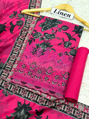 Linen Emb Daman Boring 3pc D-01