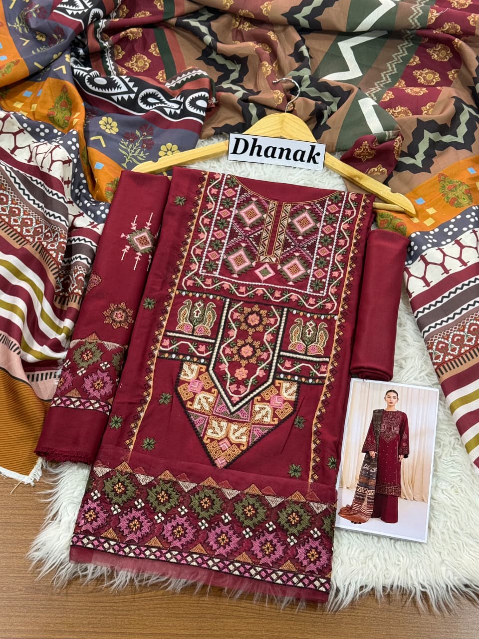 Luxury Dhanak Emb 3Pc D-04