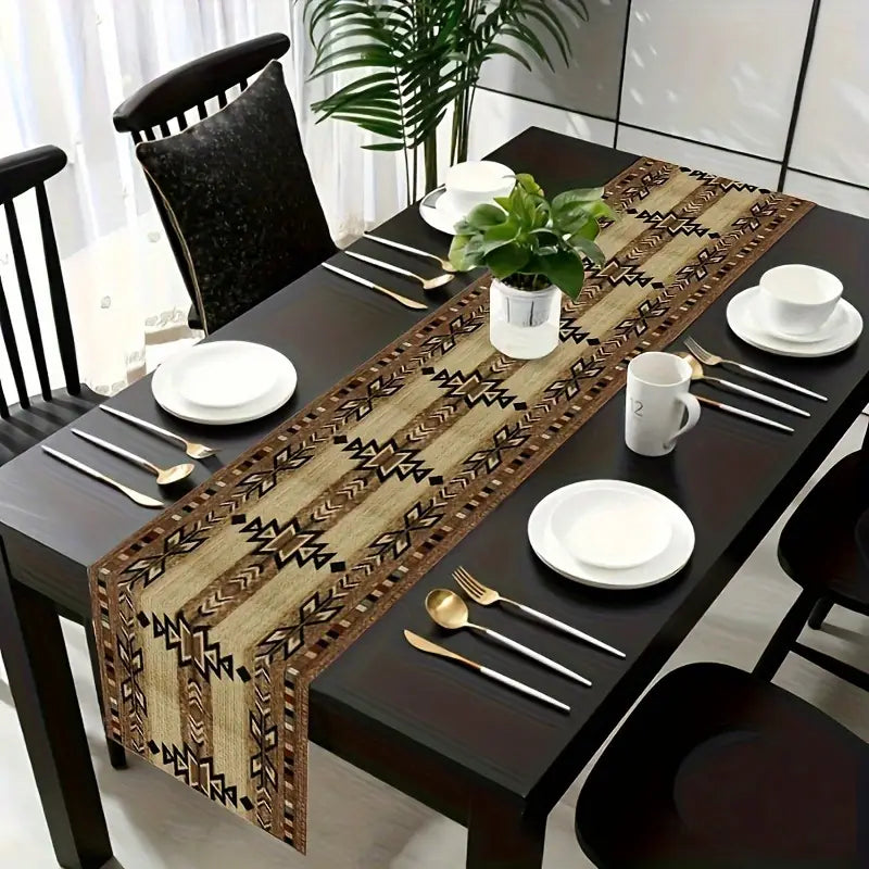 Bohemian Geometric Vintage Table Runner With Mates