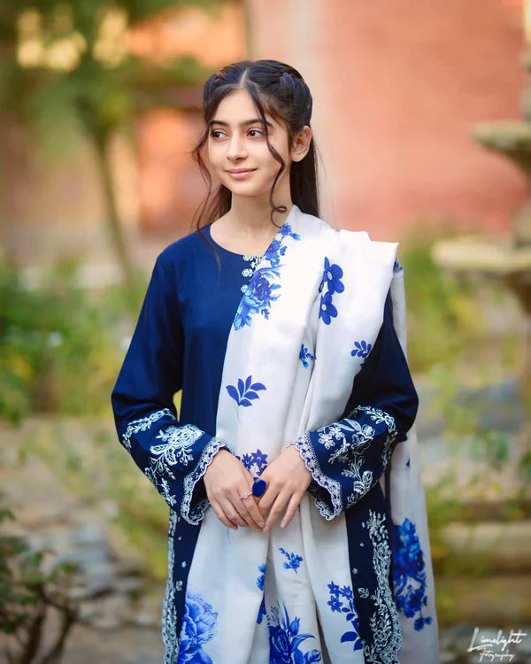 Luxury Dhanak Emb 3Pc