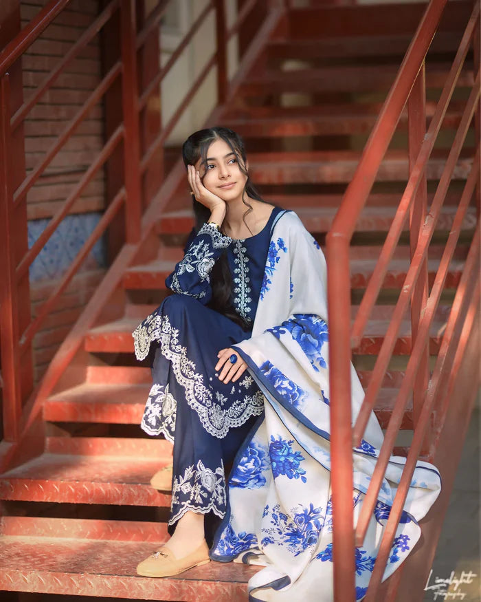 Luxury Dhanak Emb 3Pc